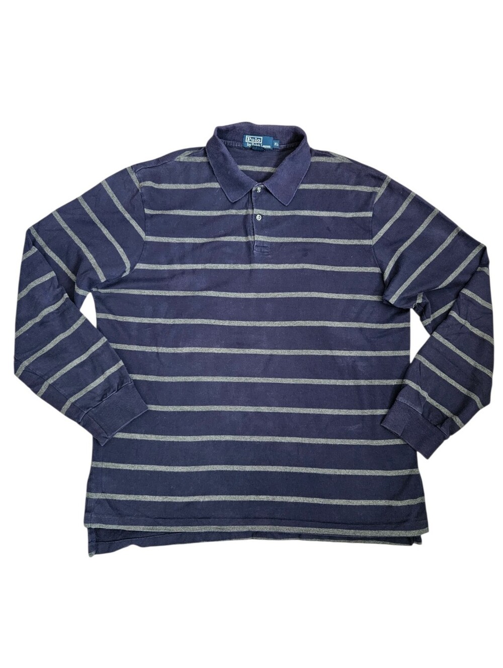 POLO RALPH LAUREN‎ Mens XL STRIPED MESH COTTON SHIRT Navy Heather Charcoal